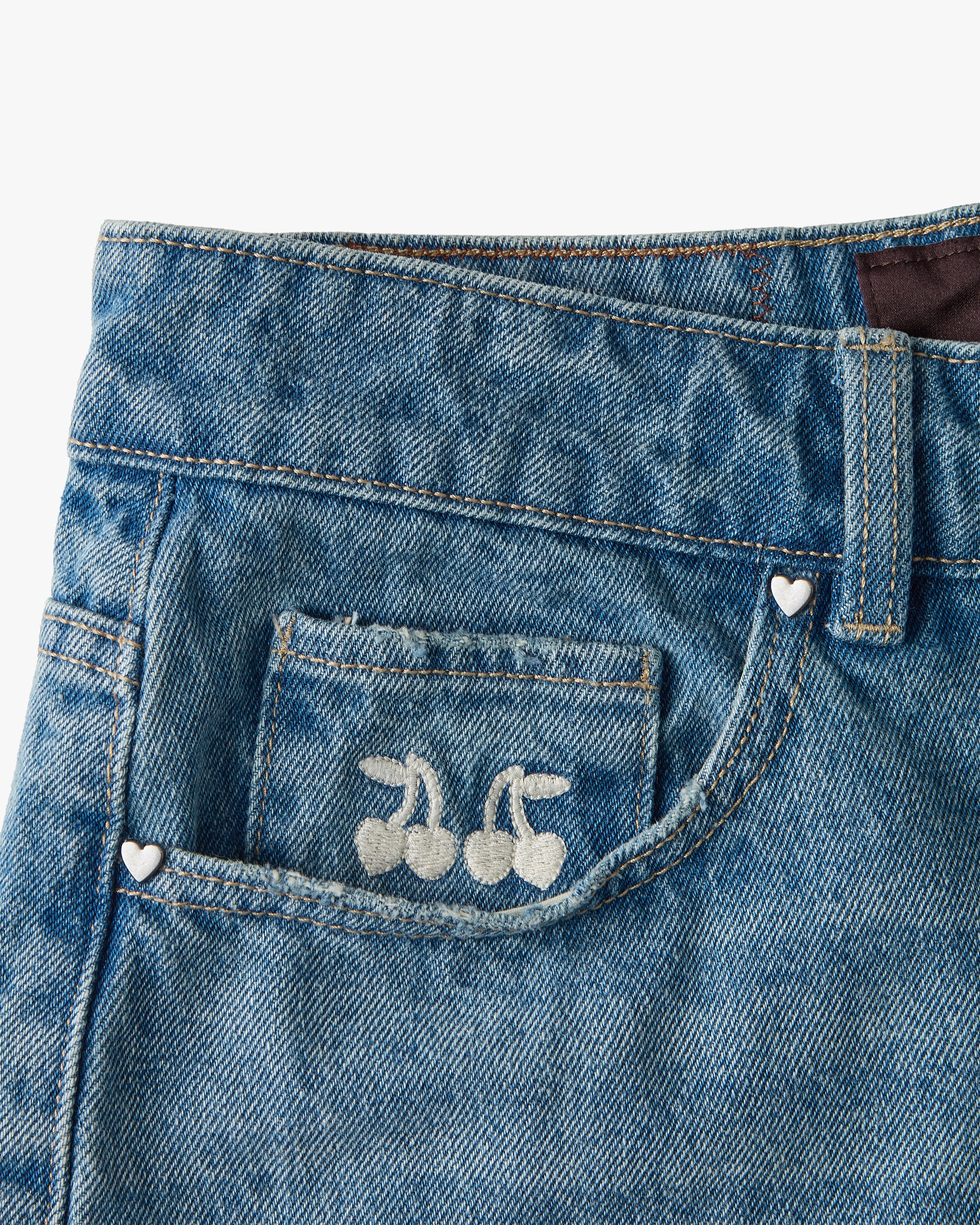 Straight Denim Shorts Medium Blue