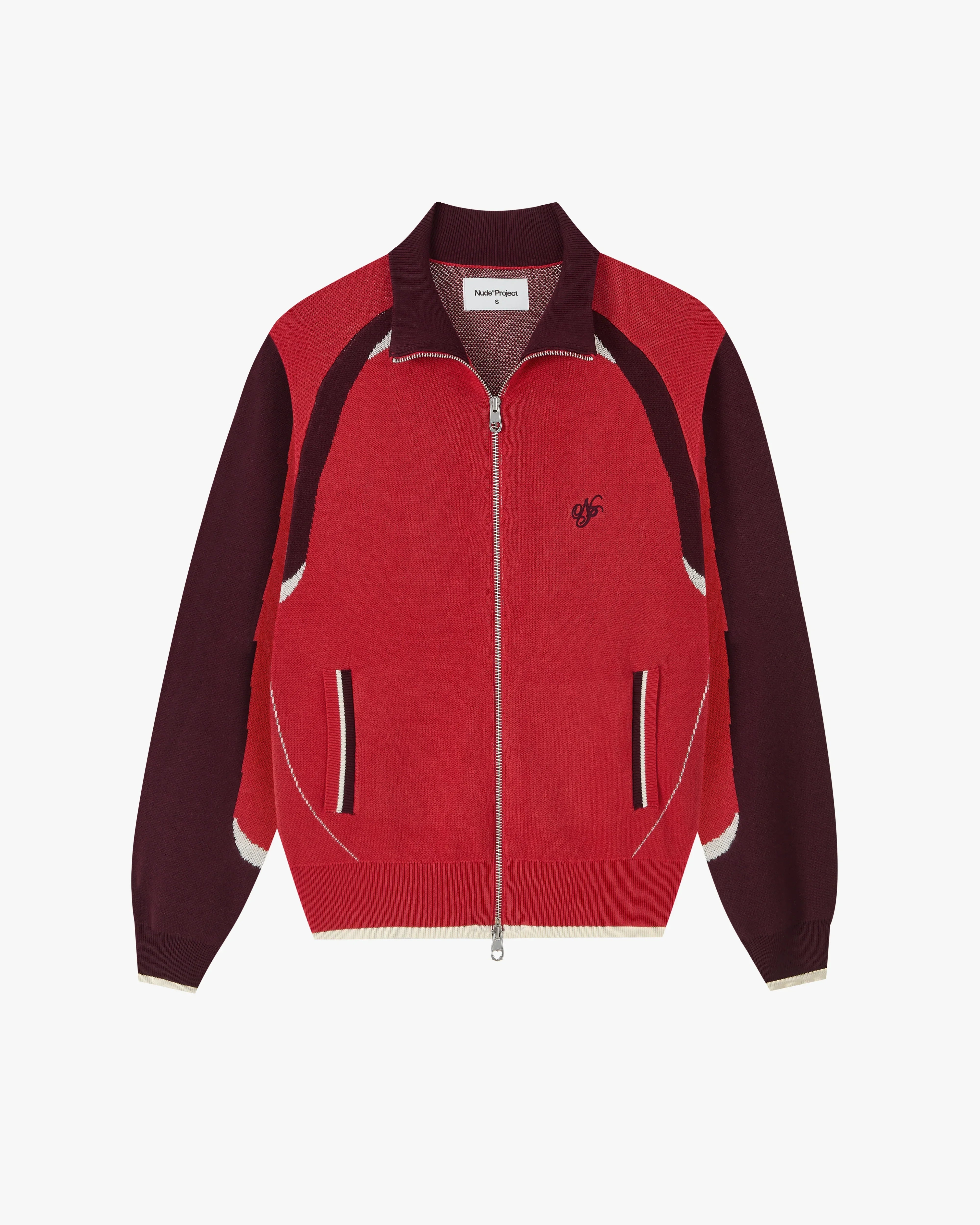 Footy Knit Zip-Up Cardigan Red
