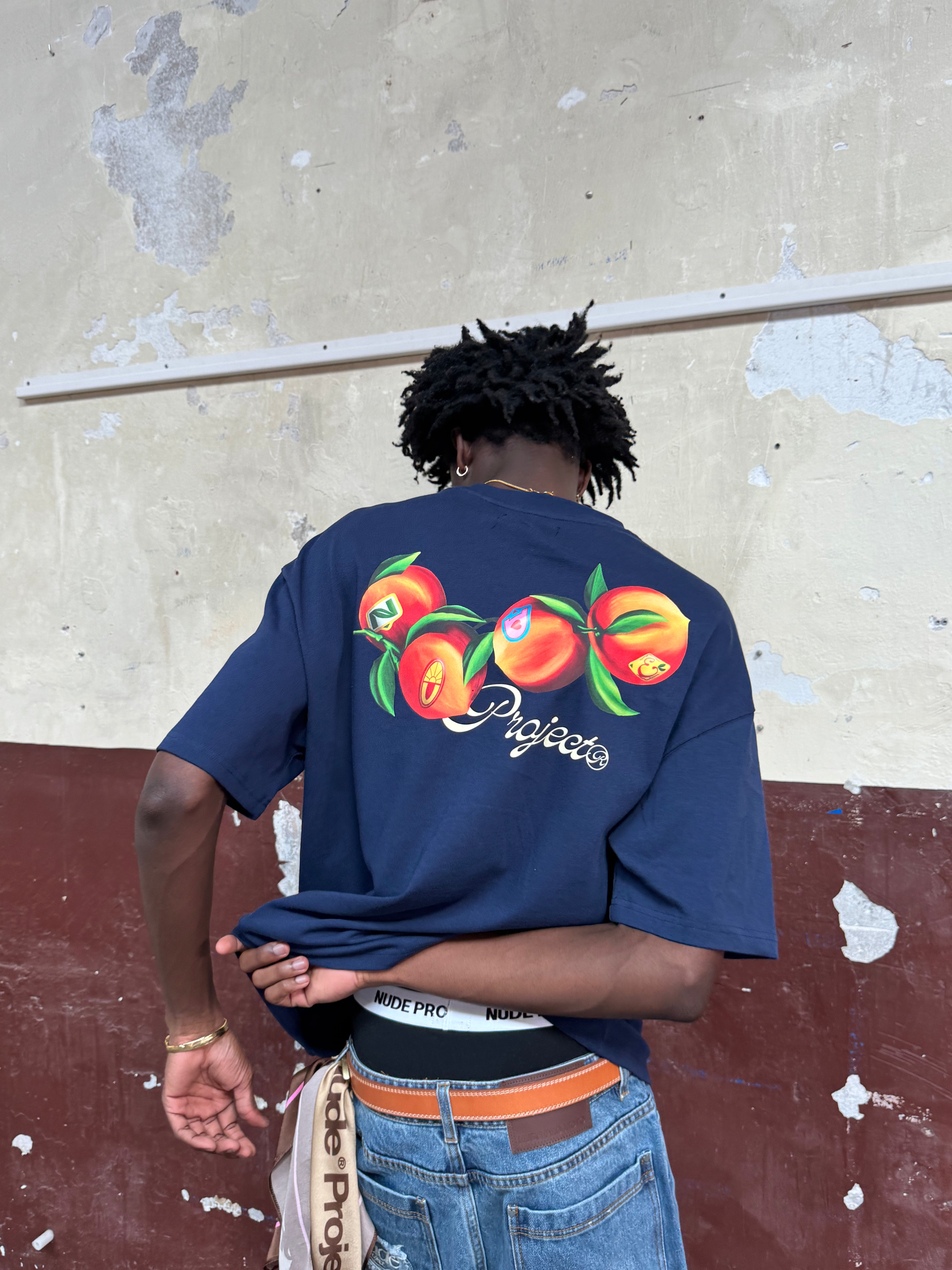 Peach Tee Navy