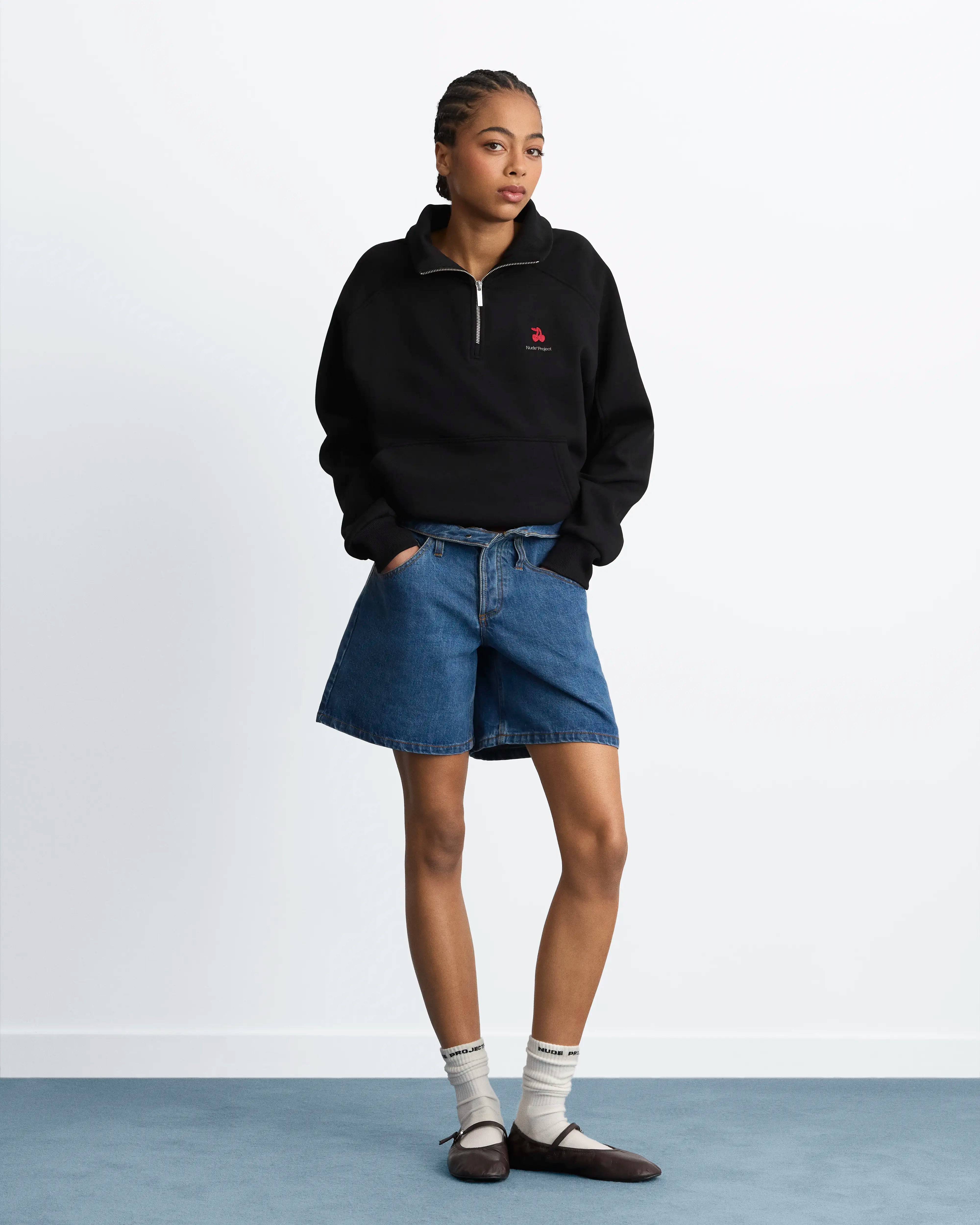 Basic Cherry Quarter-Zip Black