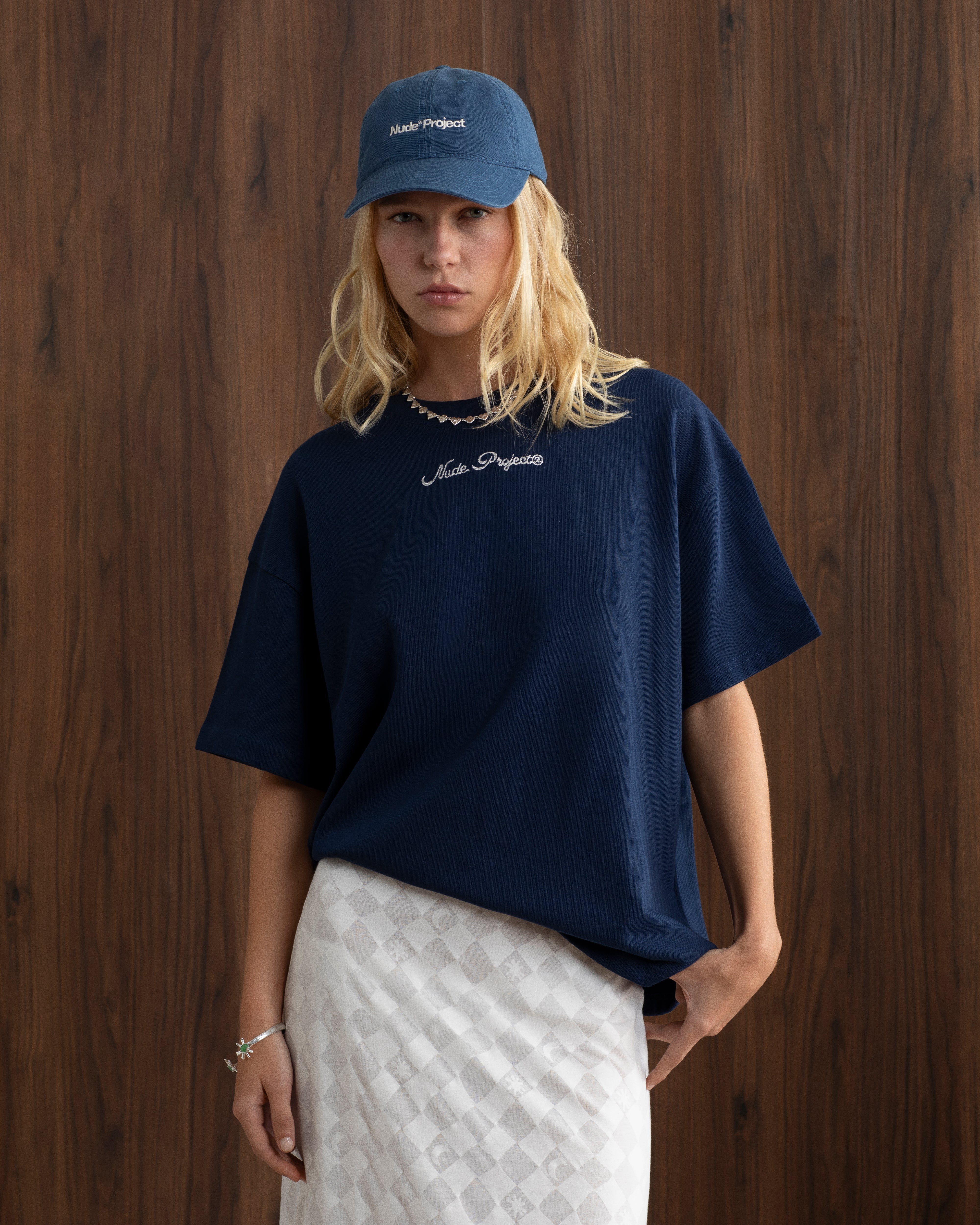 Peach Tee Navy