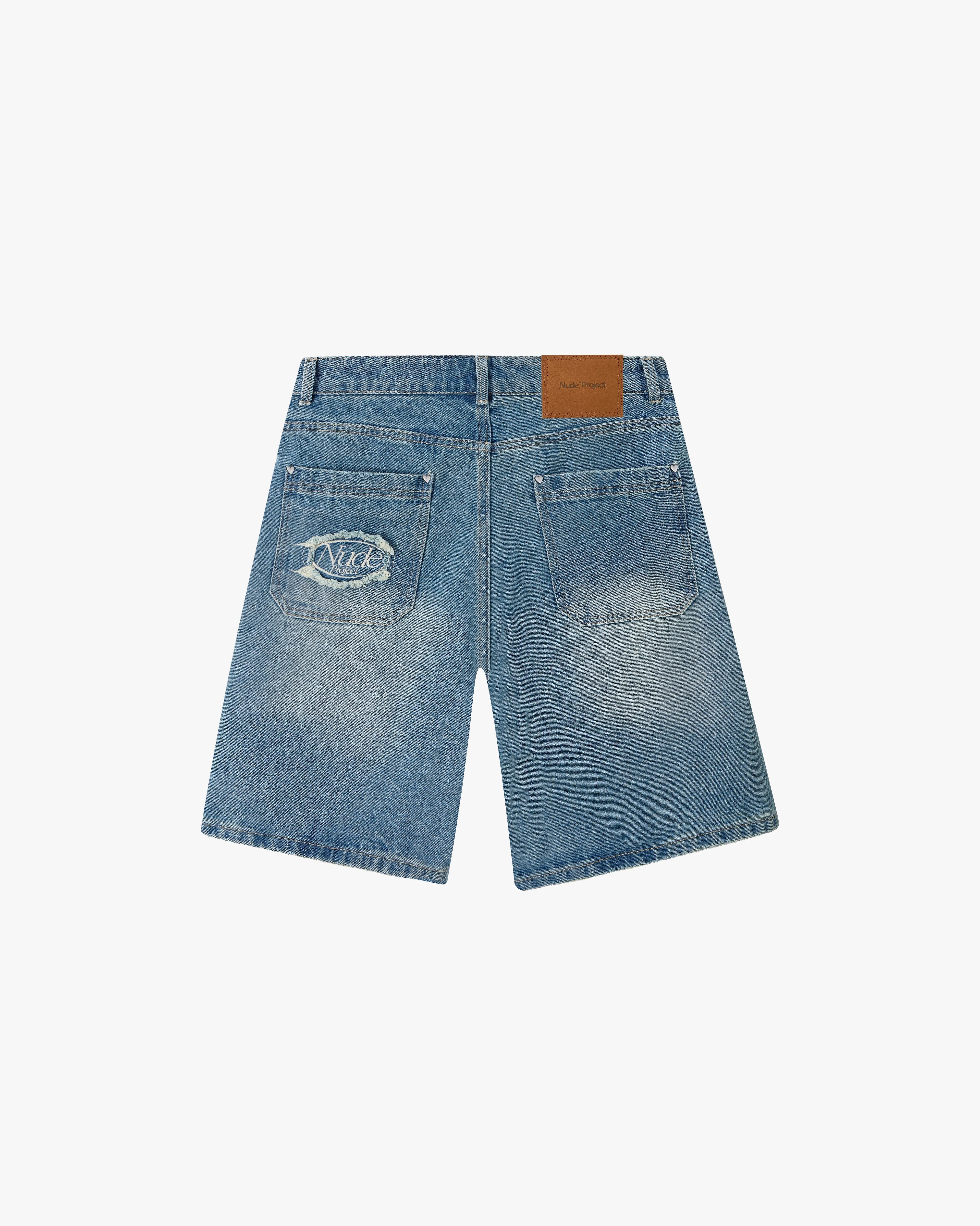 Straight Denim Shorts Medium Blue