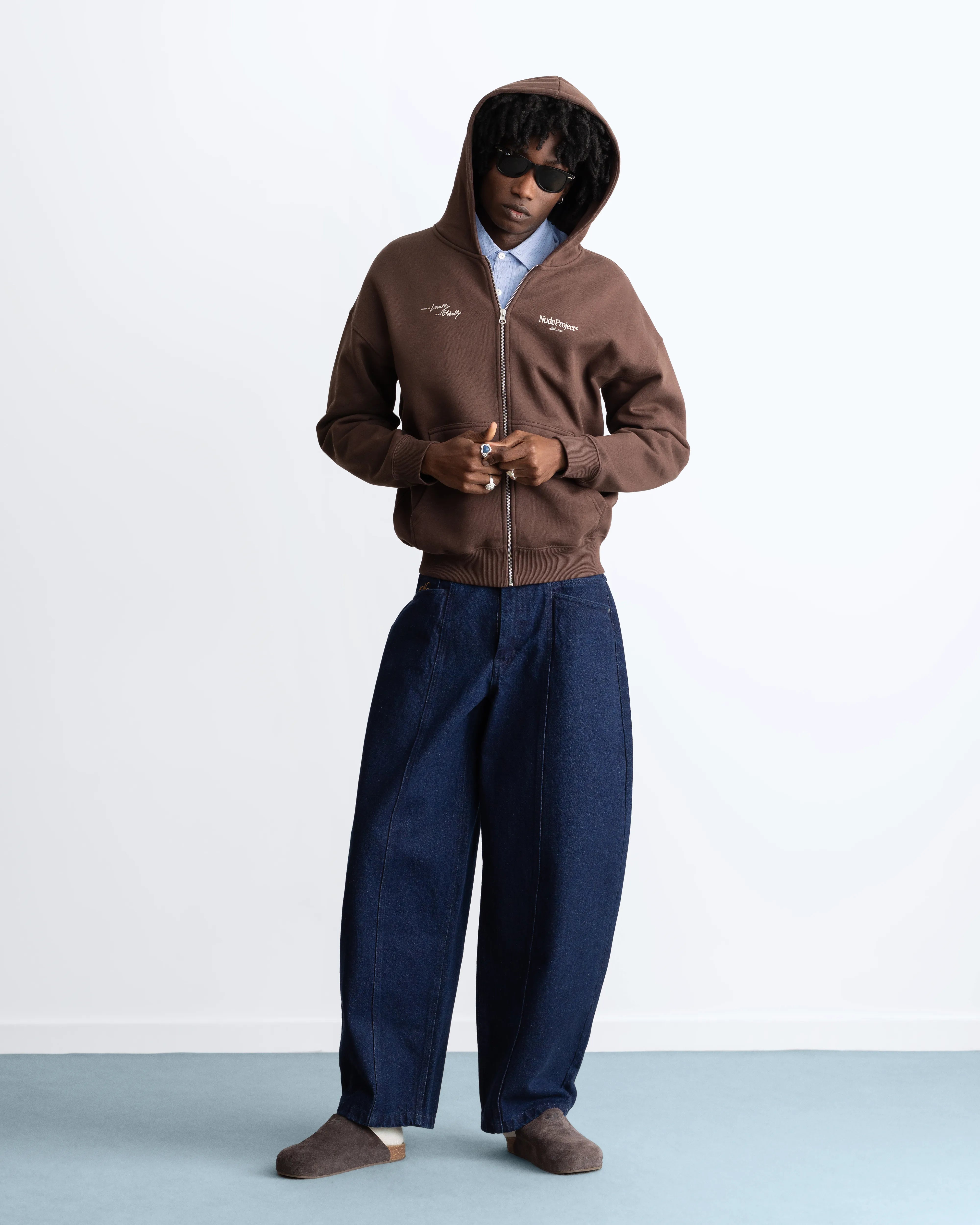 Global Soon Zip-Up Hoodie Brown