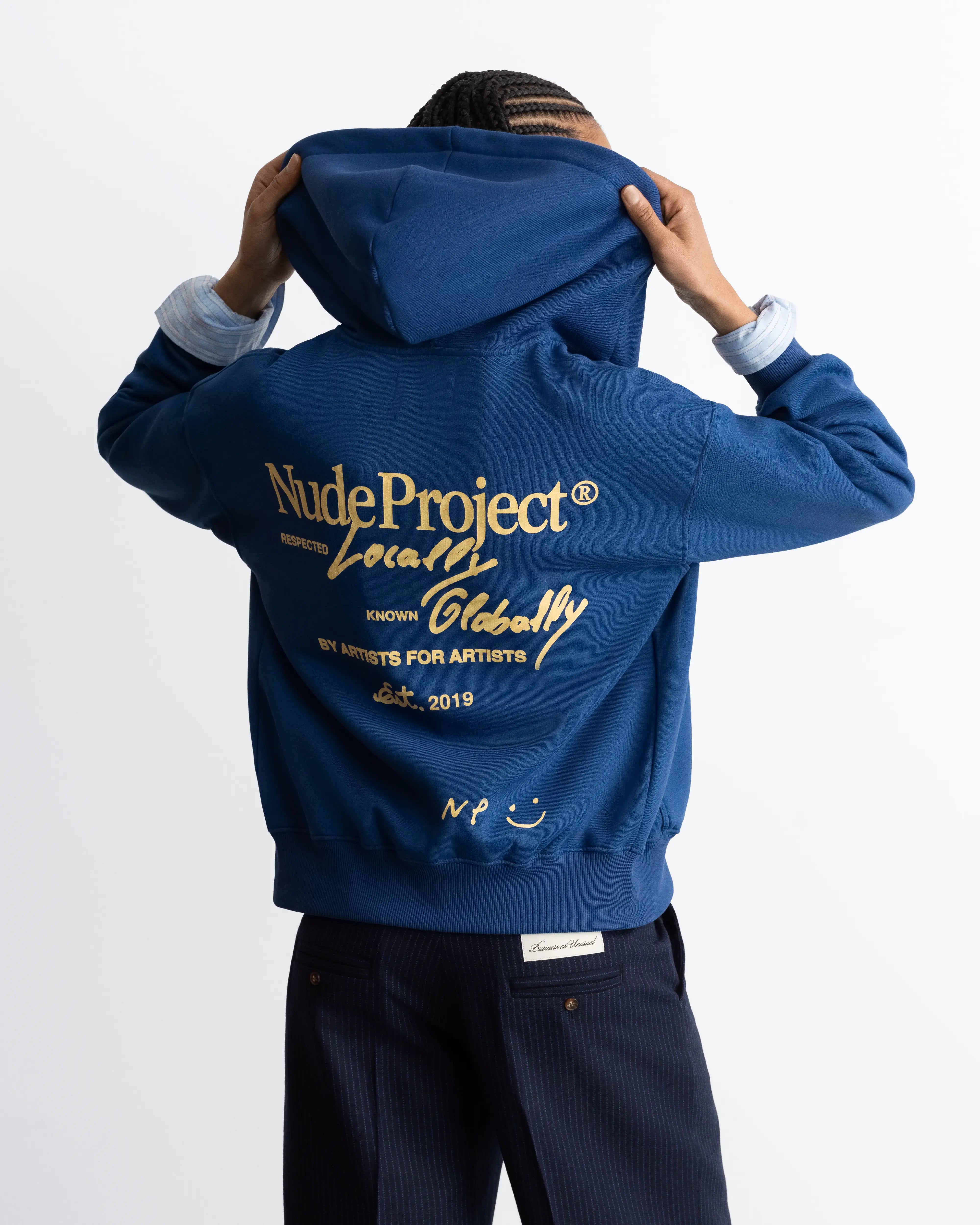 Global Soon Zip-Up Hoodie Blue